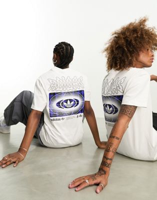 adidas Originals Rekive unisex graphic backprint t-shirt in white - ASOS Price Checker
