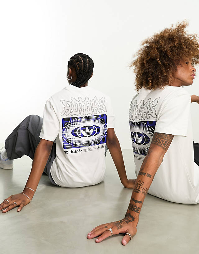 adidas Originals - rekive unisex graphic backprint t-shirt in white