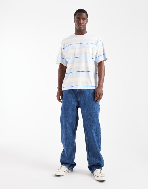 adidas Originals – Relaxed-Fit-T-Shirt in Hellblau gestreift, 5 von 5