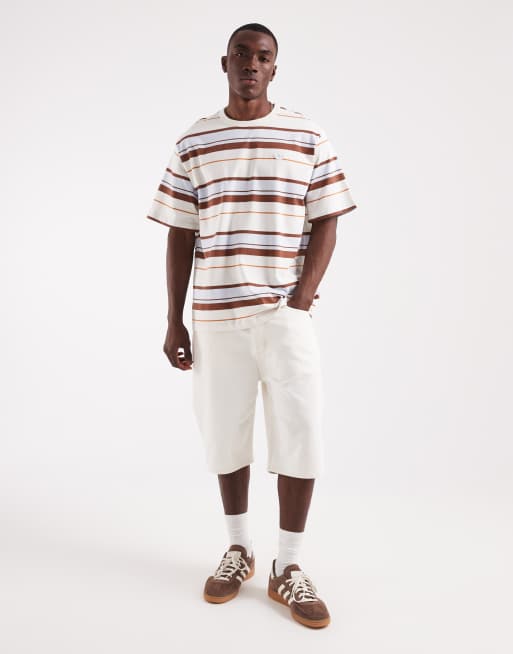 adidas Originals – Relaxed-Fit-T-Shirt in Wollweiß mit Streifen, 2 von 5