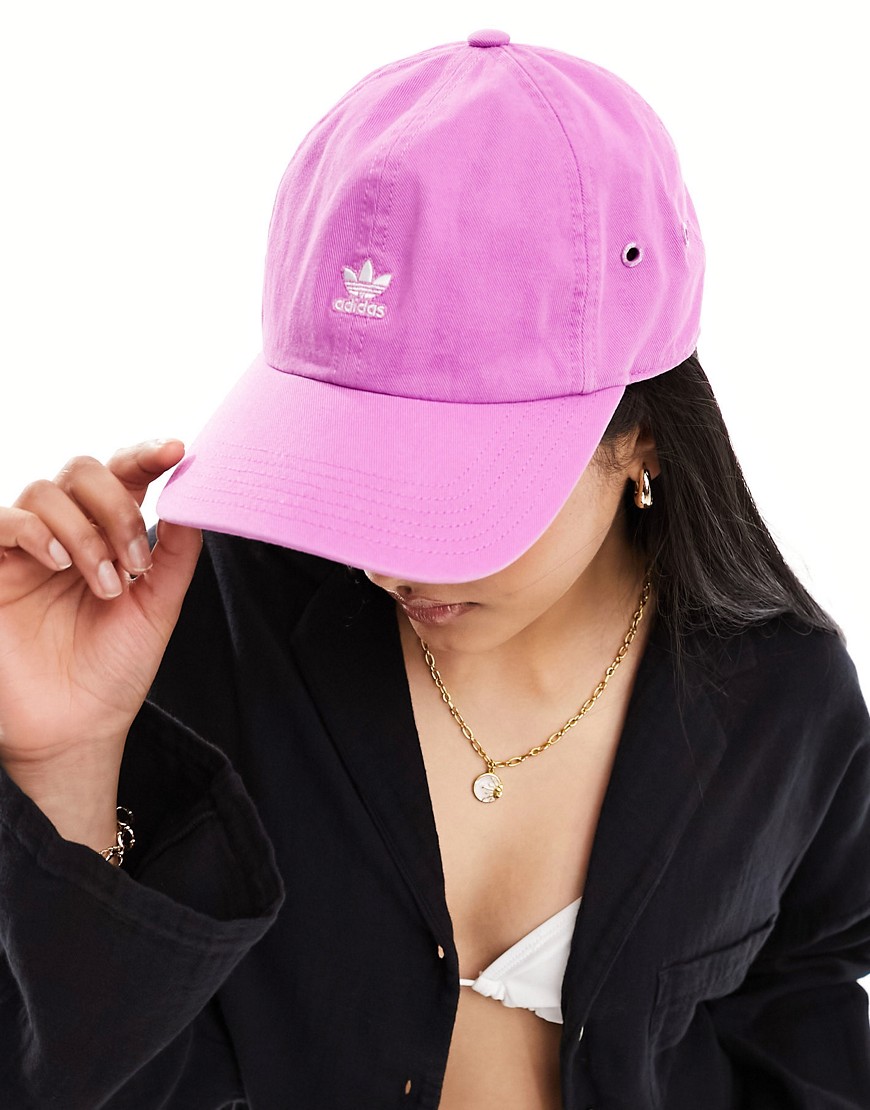 Adidas Originals Relaxed Mini Logo Cap In Purple In Pink