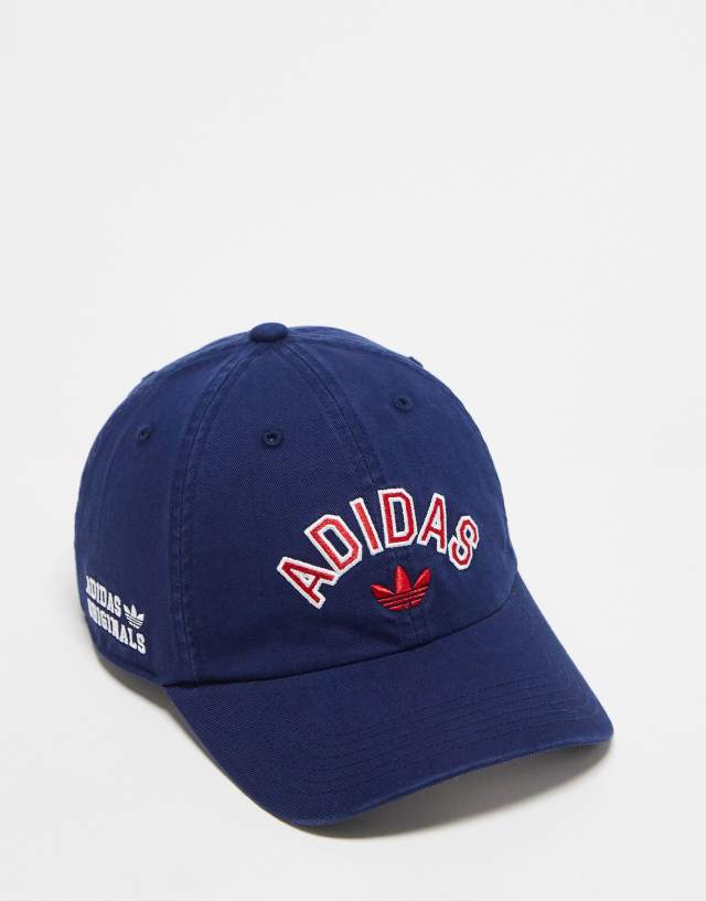 adidas Originals Relaxed New Prep cap in navy and red