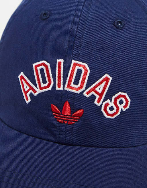 adidas Originals Relaxed New Prep cap in navy and red | ASOS