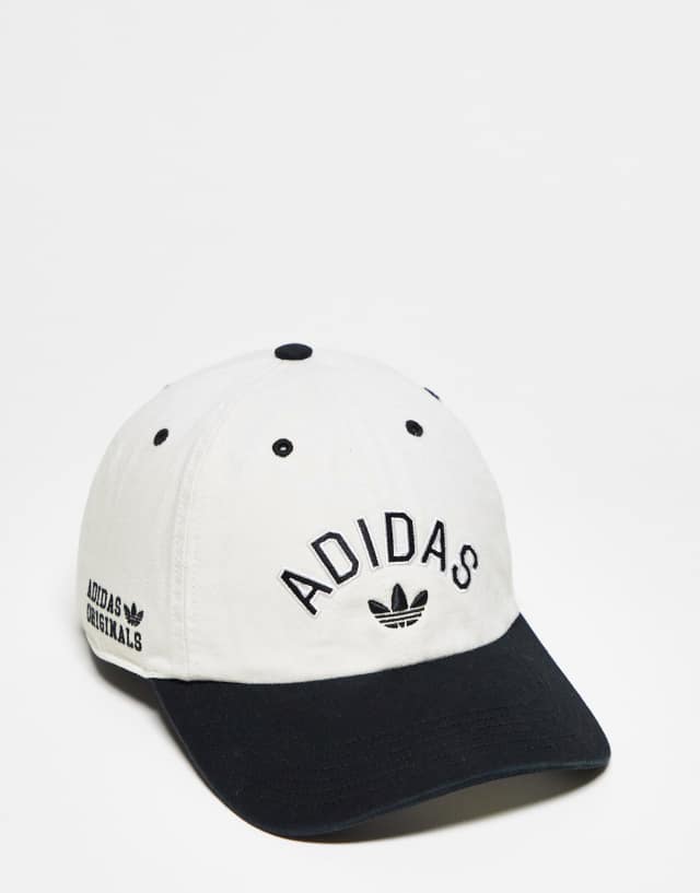 adidas Originals Relaxed New Prep cap in white and black