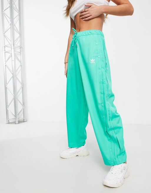 adidas Originals relaxed pants with press-stud detail in green