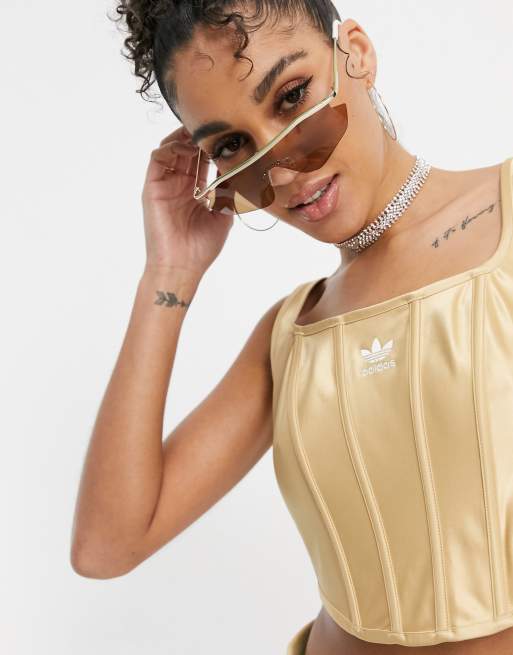 adidas Originals – 'Relaxed Risqué' – Beige korsett i satinliknande material