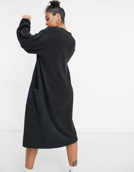 adidas Originals Relaxed Risque fluffy knit oversized cardigan in black