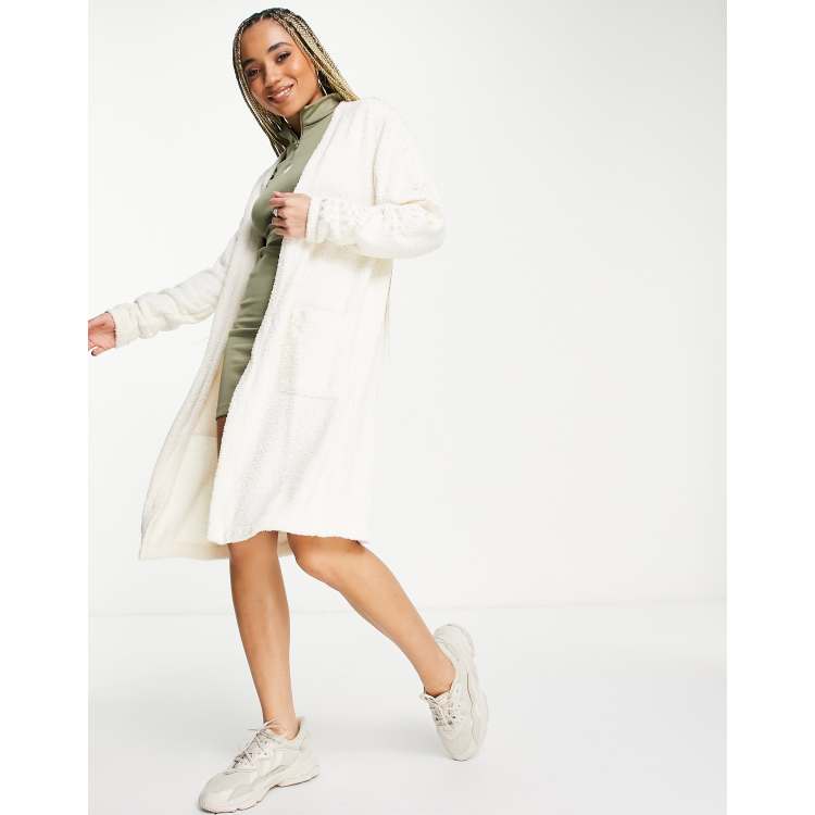 adidas originals relaxed risqué fluffy knit oversized cardigan in black