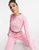 adidas Originals – „Relaxed Risqué” – Różowa welurowa bluza z ...