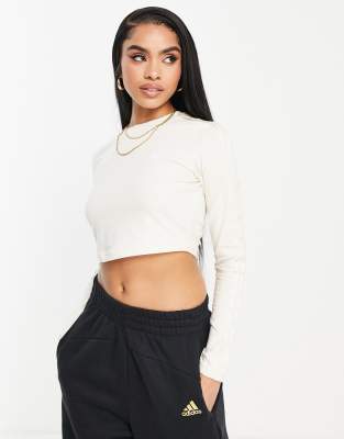 【adidas】Originals essential rib long sleeve crop top adidas Originals Women's Essentials Ribbed Cropped Long