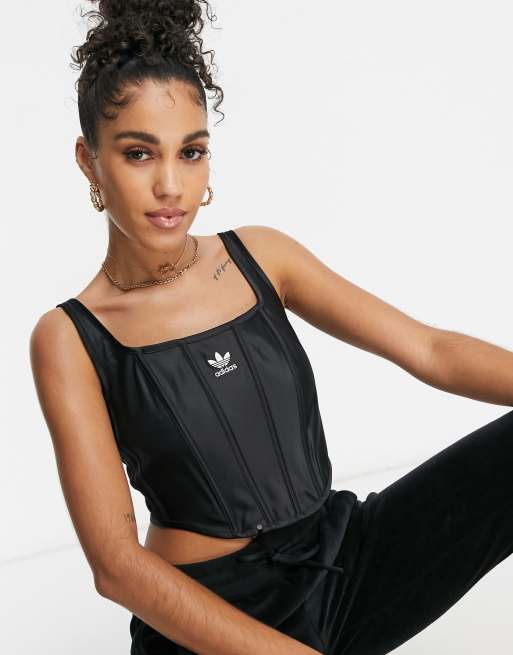 adidas Originals Relaxed Risqué satin look corset in beige