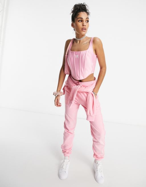 adidas Originals 'Relaxed Risqué' satin look corset in vibrant pink