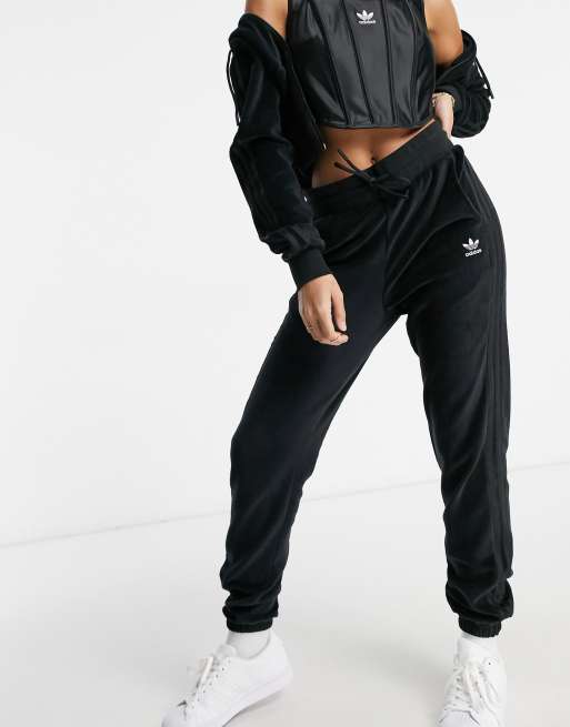 adidas Originals Relaxed Risqu velour joggers in black ASOS