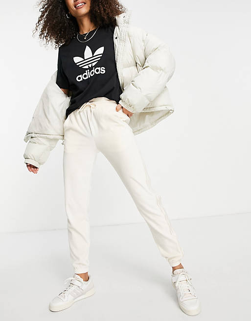  adidas Originals 'Relaxed Risque' velour joggers in off white 