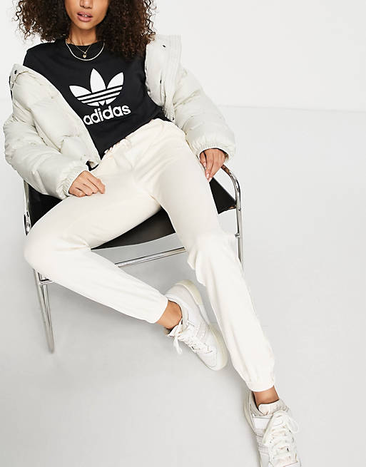  adidas Originals 'Relaxed Risque' velour joggers in off white 