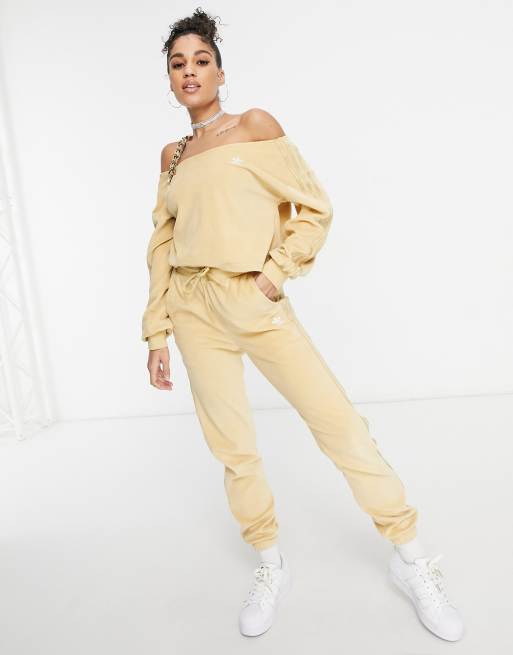 adidas Originals 'Relaxed Risqué' velour off the shoulder