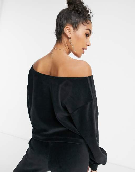 Sweat adidas Off Shoulder Femme Noir H18840