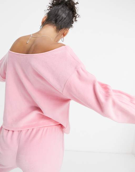 Off Shoulder Sweatshirt Pink