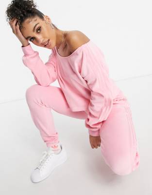 pink velvet adidas tracksuit