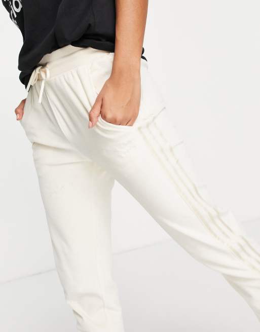 adidas Originals Relaxed Risque velour sweatpants in off white