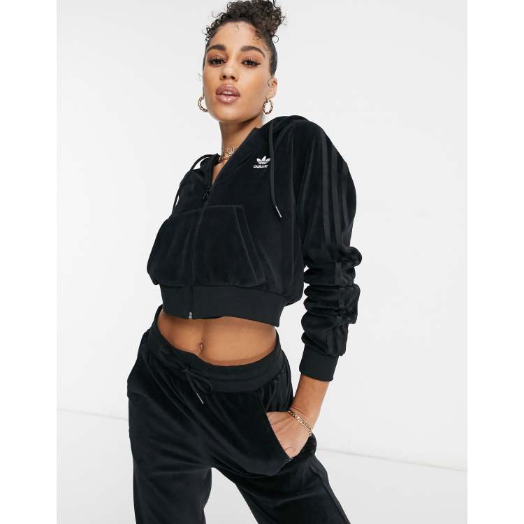 Black velvet shop adidas tracksuit womens