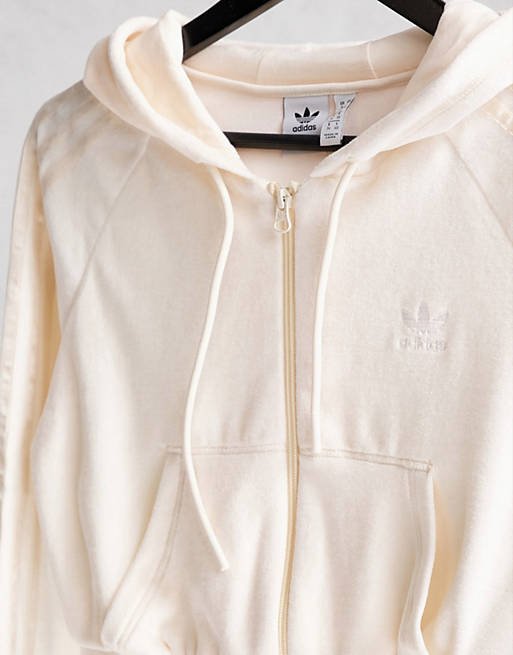 adidas Originals Risque' velour zip hoodie off white | ASOS