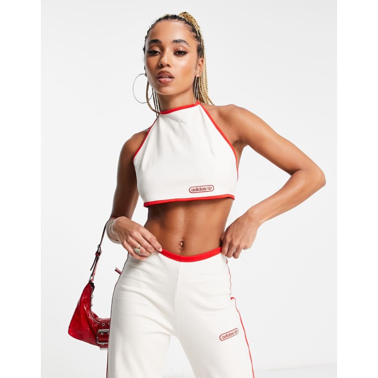 Adidas originals white crop top sales
