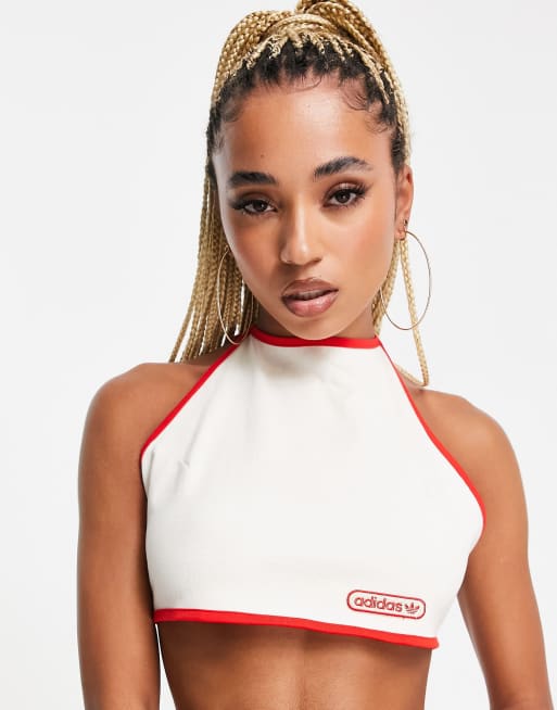 Off white halter 2024 neck logo crop top