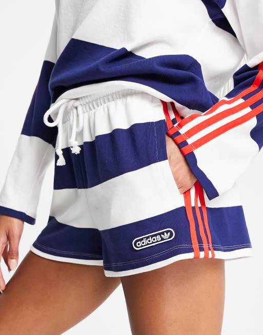 adidas Originals resort striped shorts in navy and white