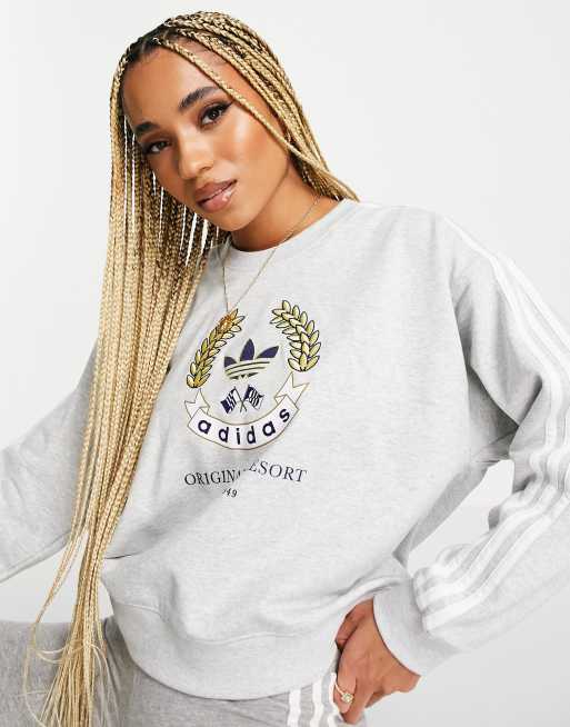 Adidas pullover damen store grau weiss