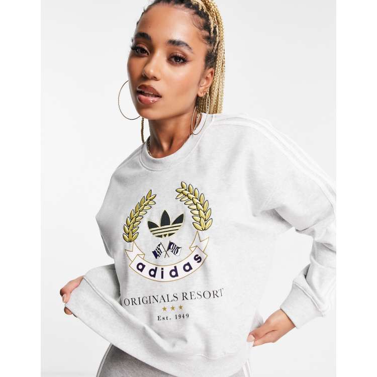 agudo Engreído Oso polar adidas Originals resort sweatshirt in grey | ASOS