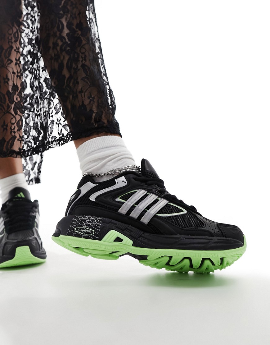 adidas Originals Response CL trainers in black silver and lime