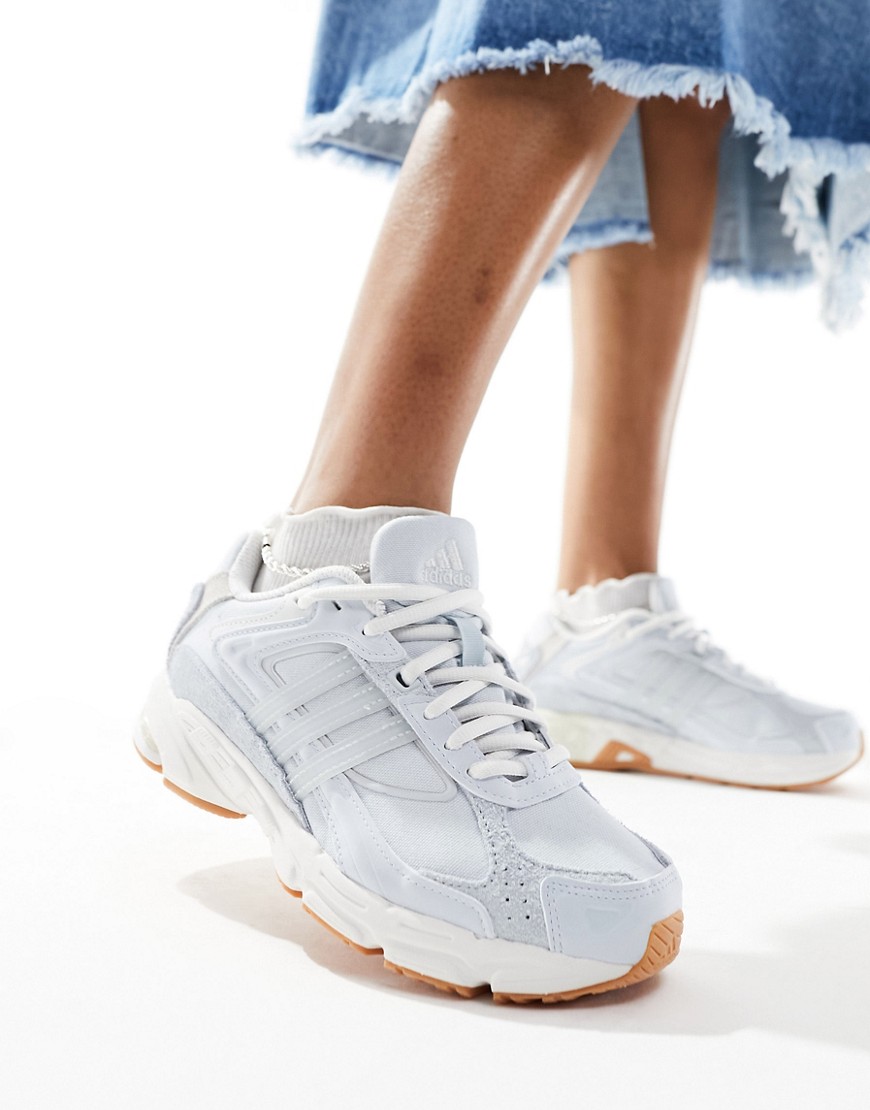 adidas Originals Response CL trainers in soft blue with gum sole-White