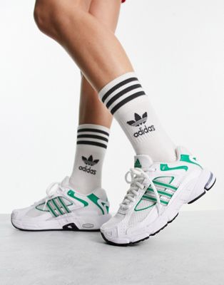 adidas Originals Response CL trainers in white and green - ASOS Price Checker