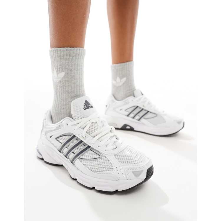 White and hot sale silver adidas shoes