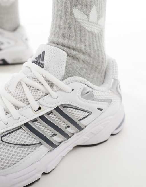 Adidas best sale white silver