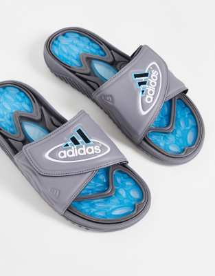 adidas Originals Retossage sliders in grey and sky blue - ASOS Price Checker