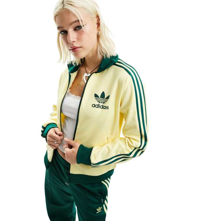 adidas Originals retro beckenbauer track jacket in green and yellow