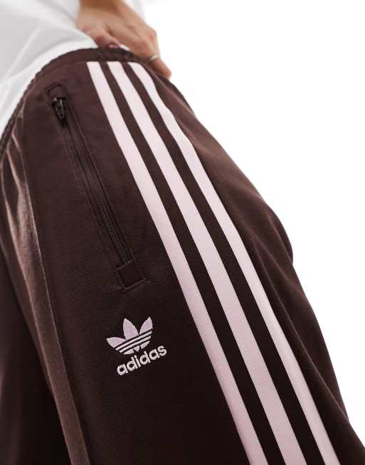 adidas Originals retro beckenbauer track pants in brown and pink