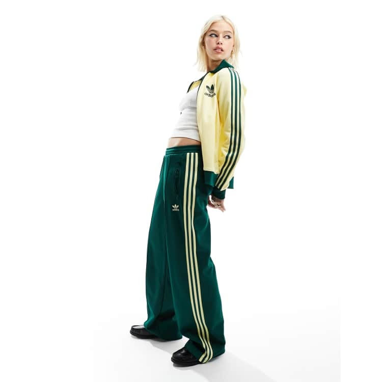 adidas Originals retro beckenbauer track pants in green and yellow