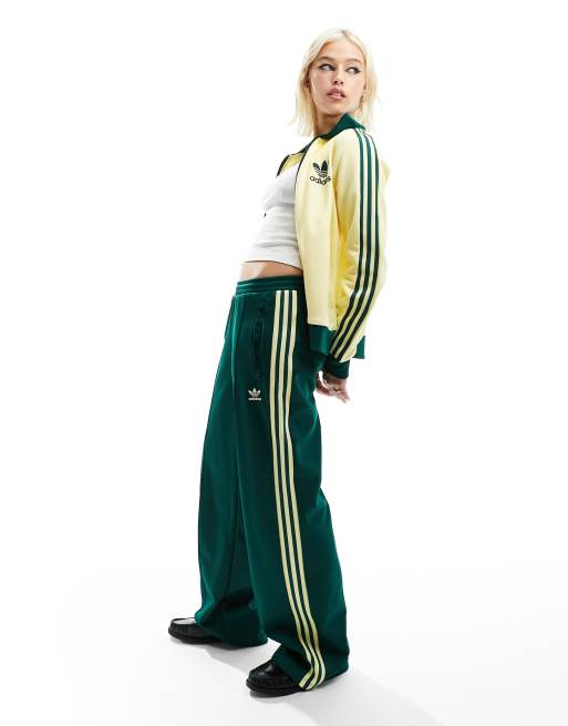 adidas Originals retro beckenbauer track pants in green and yellow