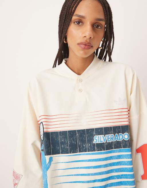 adidas Originals retro graphic long sleeve crew neck T-shirt in