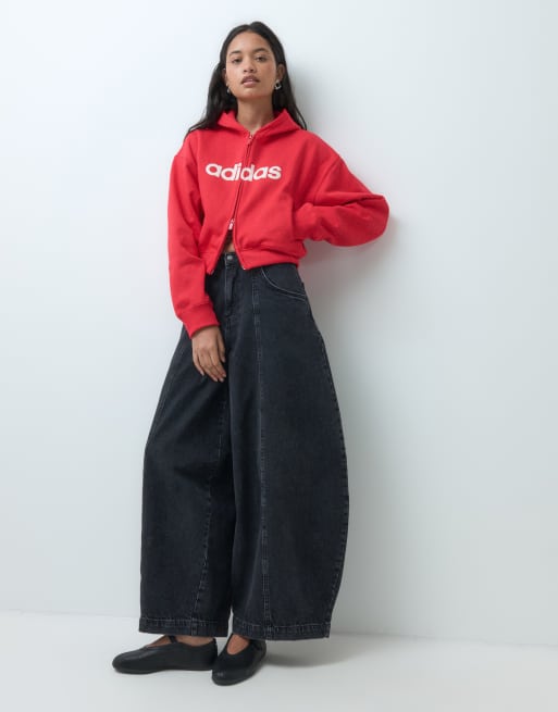 adidas Originals retro logo hoodie met rits in rood | ASOS