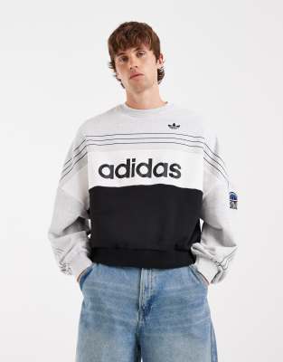 Adidas Originals Retro Logo Sweatshirt In Gray