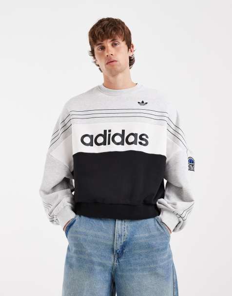 adidas Originals retro logo sweatshirt in gray and black - view 1