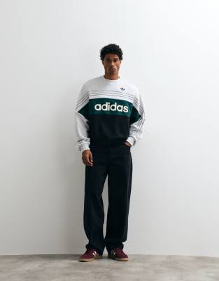 свитшот с ретро-логотипом adidas Originals зеленого и черного цветов темно-зеленый