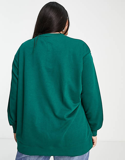 Hoodies & Sweatshirts adidas Originals 'Retro Luxury' Plus slogan sweat in green 