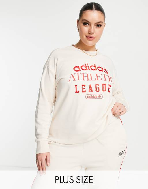 adidas Originals Retro Luxury Plus slogan sweat in off white