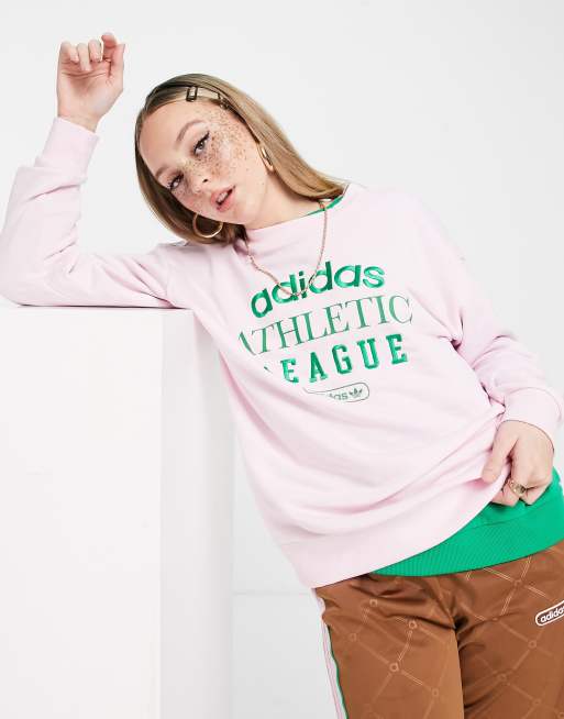 adidas Originals – Retro Luxury – Rosa sweatshirt med text