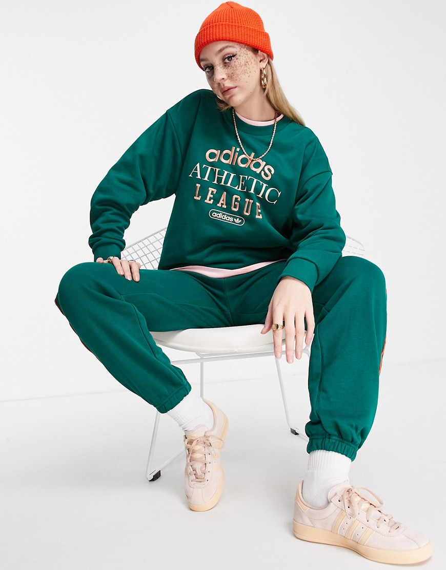 adidas Originals ’Retro Luxury’ slogan sweat in green